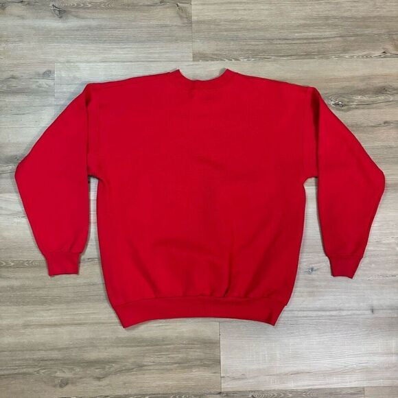 Vintage Hanes L Iceskating Christmas Bears Crewneck Sweatshirt Red Winter Retro - Picture 4 of 4